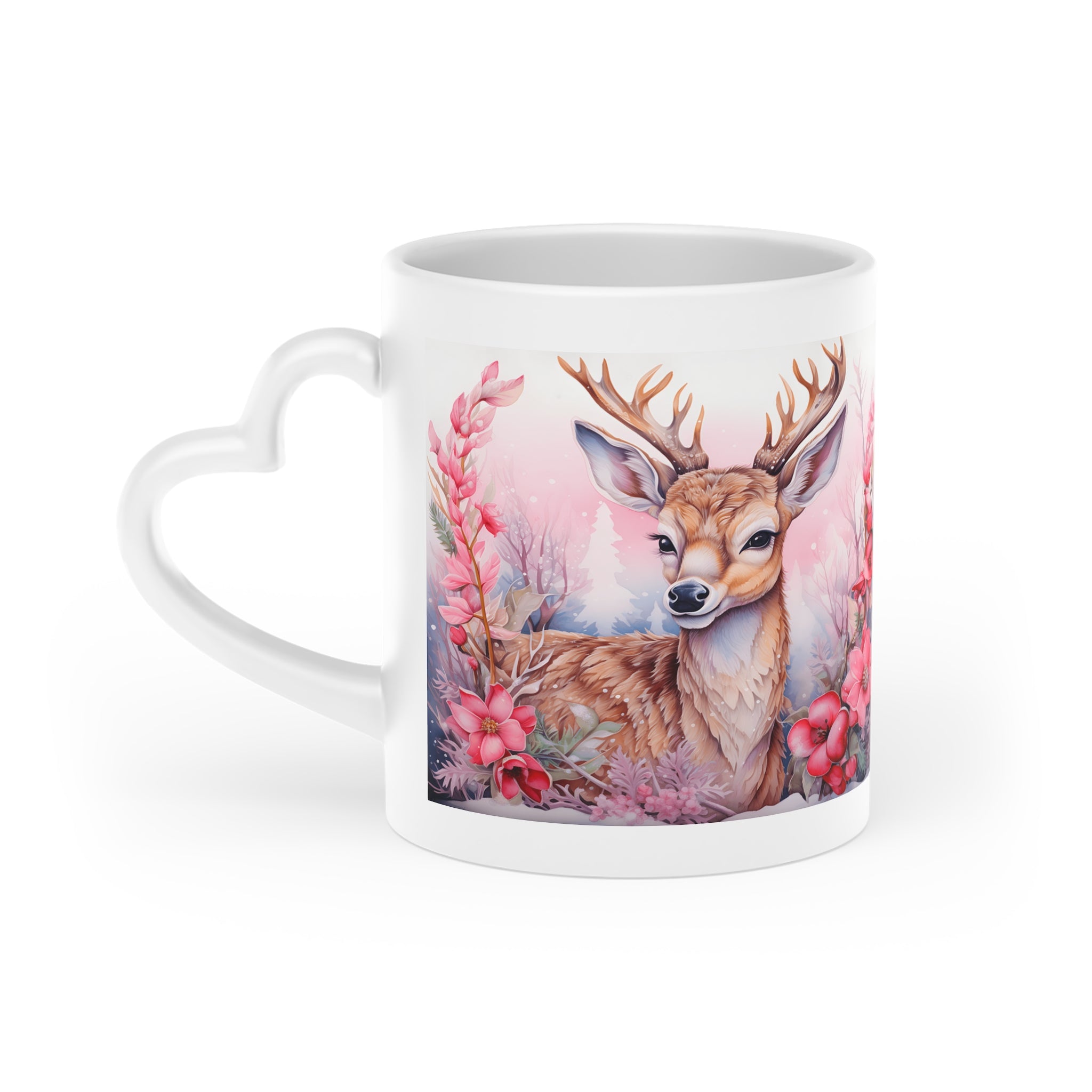 Christmas mug with lid and spoon, heart handle Sublimation mug - Sweet Vision LLC
