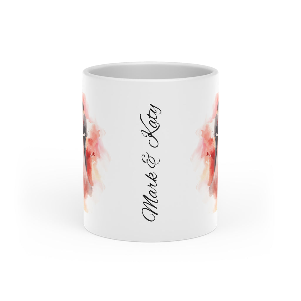 Couples Wedding mug, Sublimation mug with lid and spoon, heart handle - Sweet Vision LLC