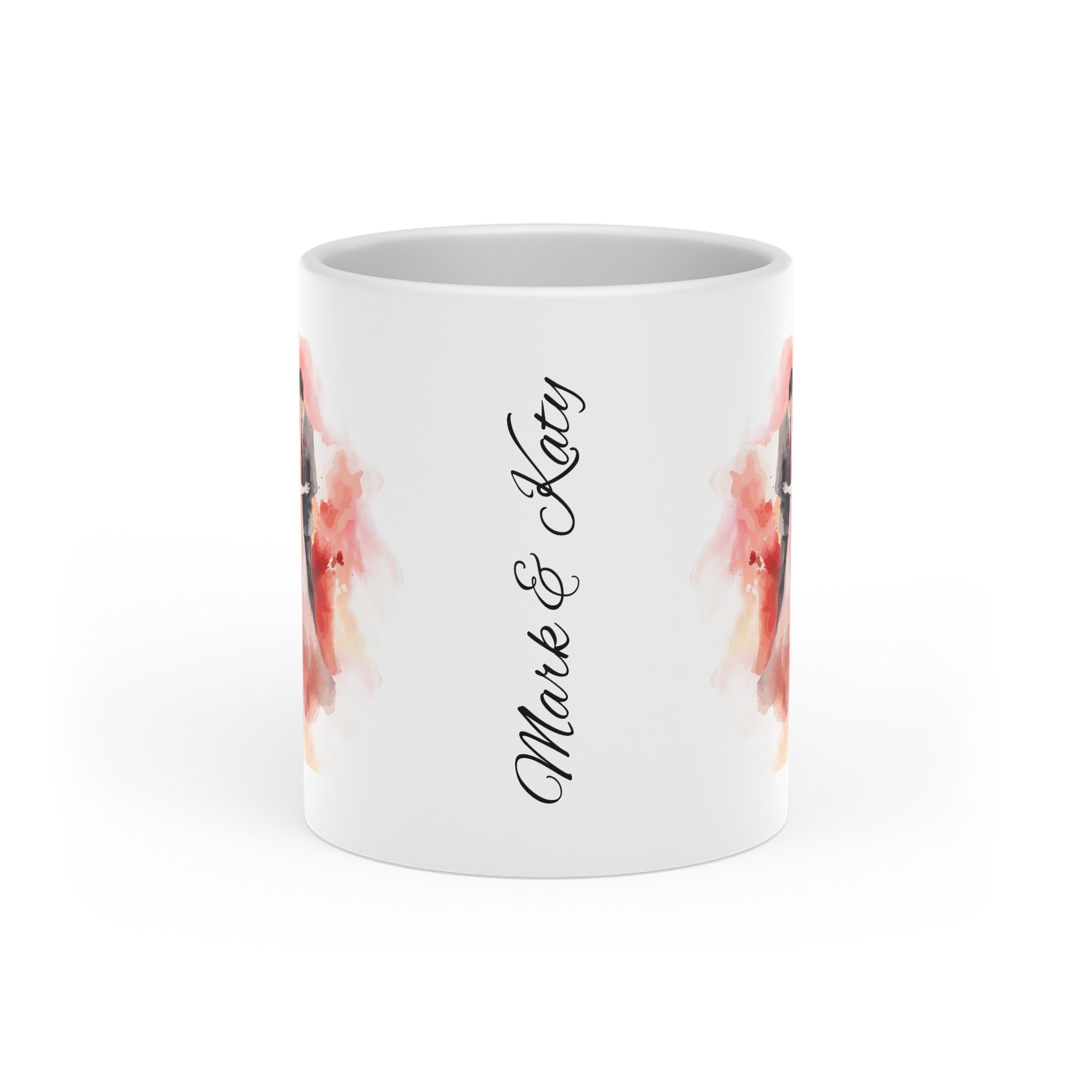 Couples Wedding mug, Sublimation mug with lid and spoon, heart handle - Sweet Vision LLC