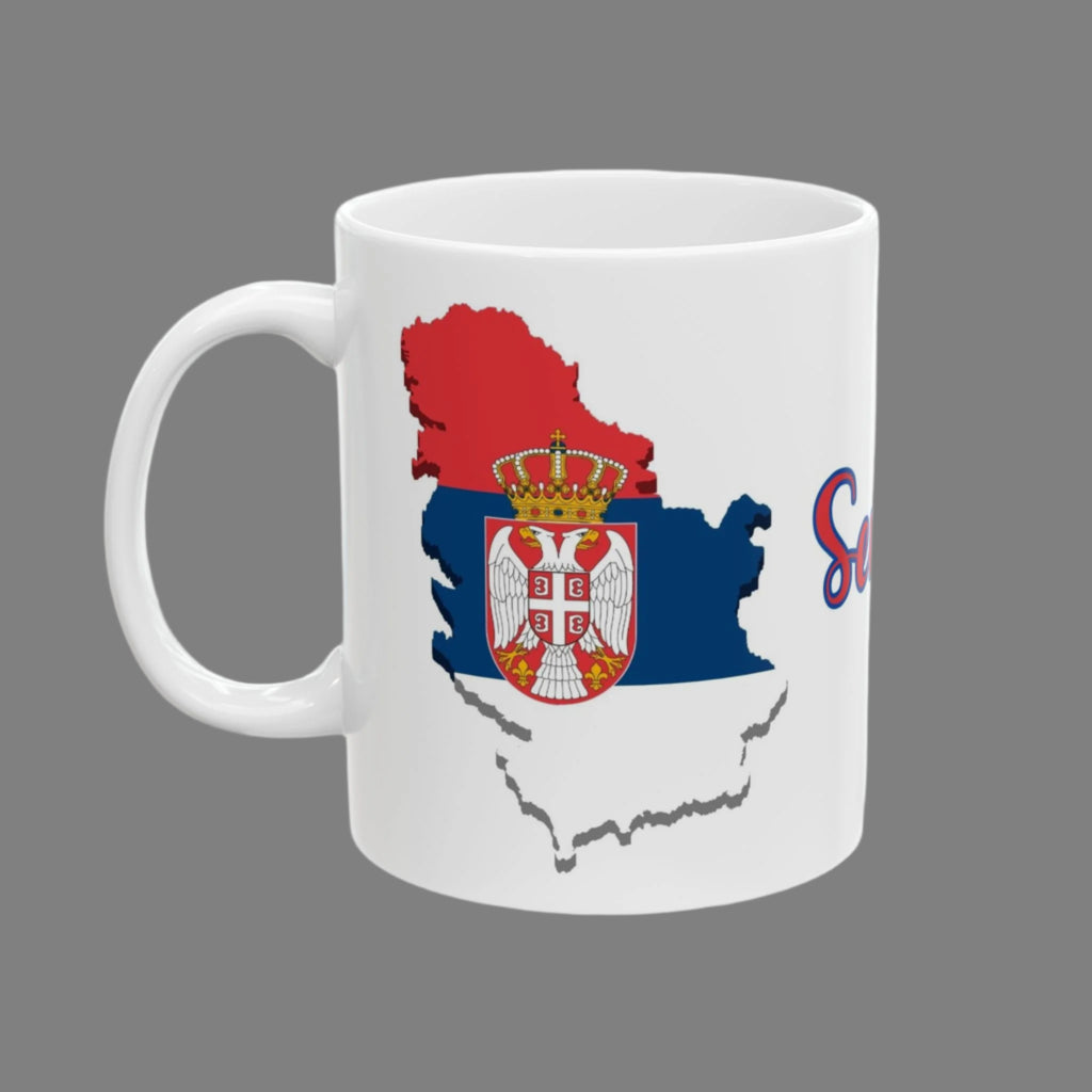 Serbia Map Flag Coffee Mug – 11oz Ceramic Cup | Perfect Birthday Gift - Sweet Vision LLC