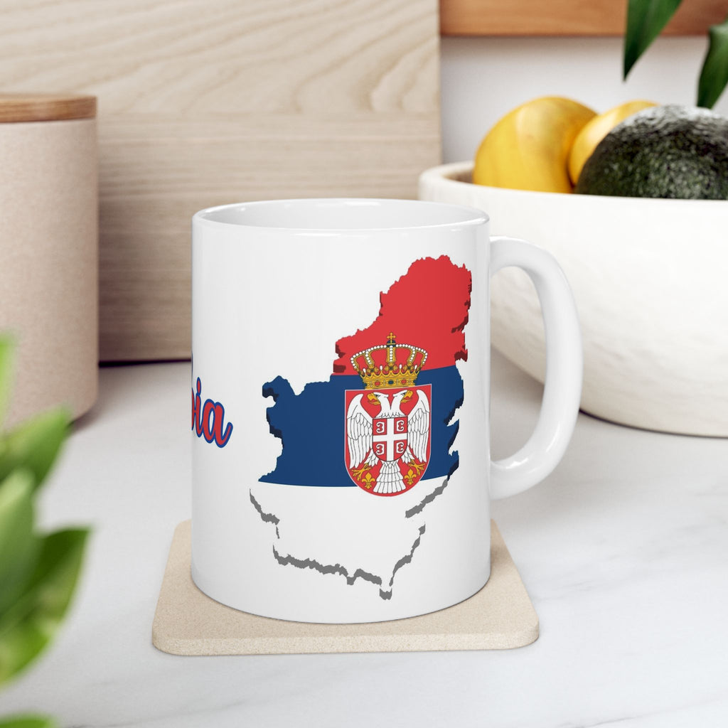 Serbia Map Flag Coffee Mug – 11oz Ceramic Cup | Perfect Birthday Gift - Sweet Vision LLC