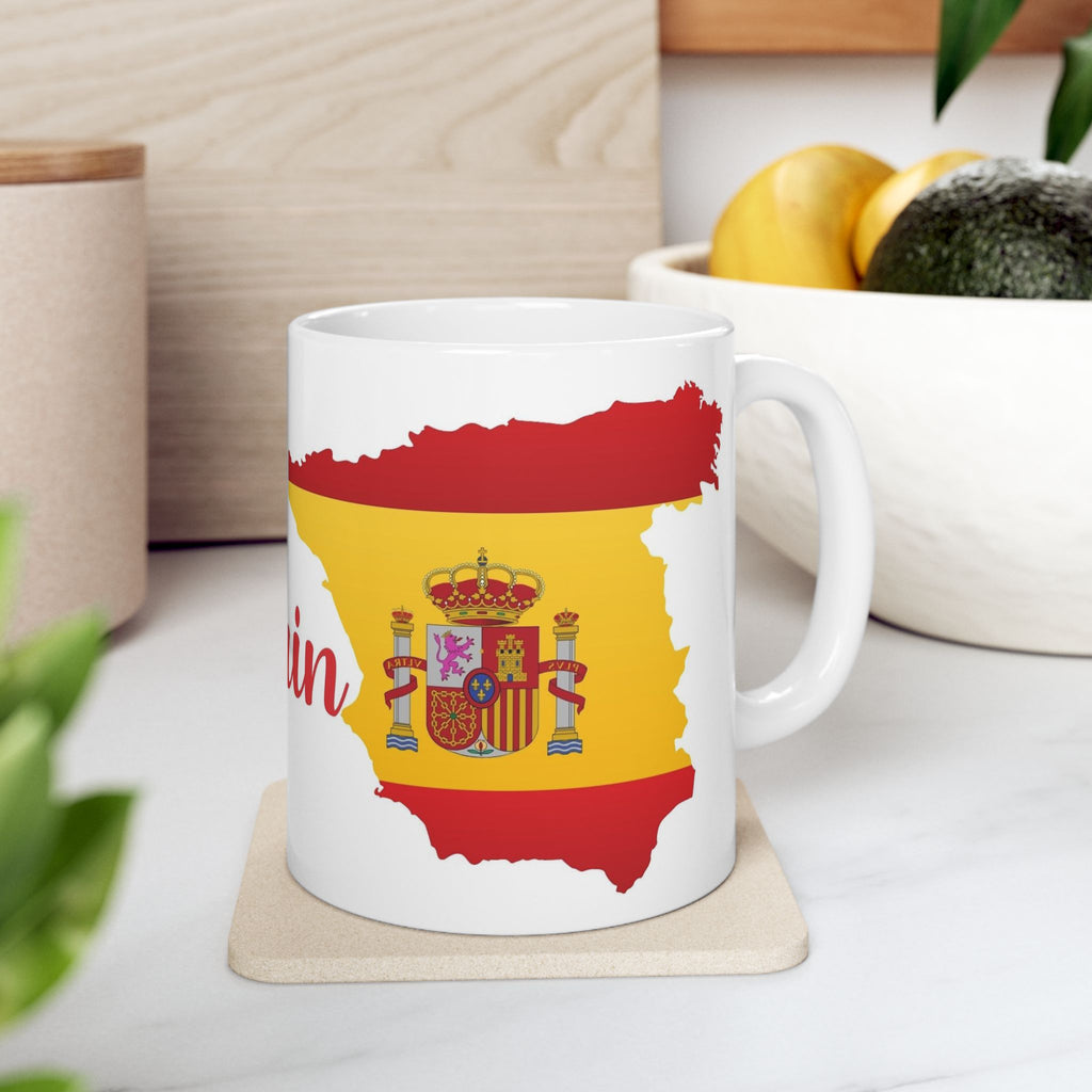 Spain Map Flag Coffee Mug – 11oz Ceramic Cup | Perfect Birthday Gift for Spain Lovers - Sweet Vision LLC