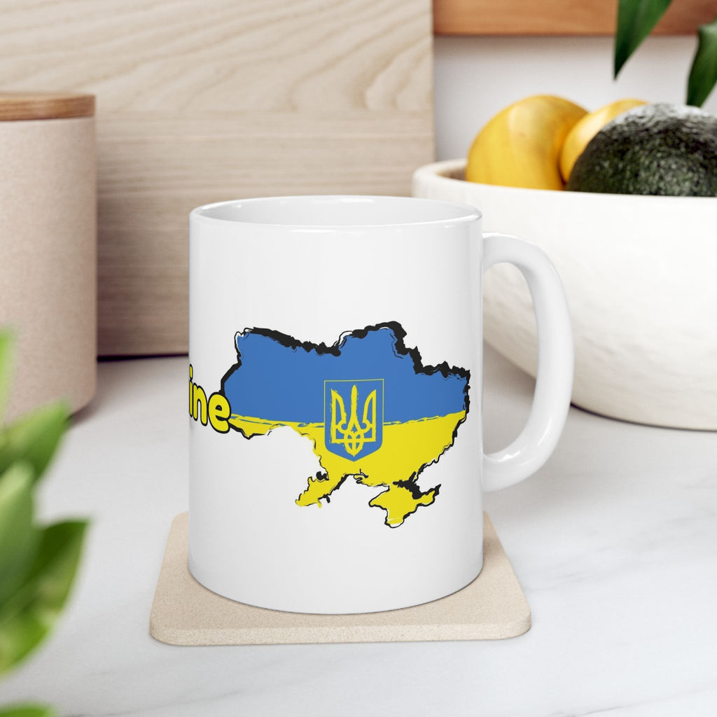 Ukraine Map Flag Coffee Mug - 11oz Ceramic Cup with Ukrainian Flag Design – Gift for Ukrainians, Travel Lovers, and Coffee Enthusiasts