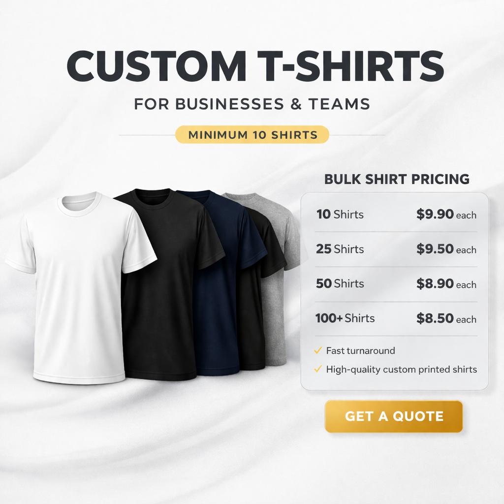 ManiaWear custom T-shirt with printed design, displayed flat on a white background, ideal for bulk order customization.