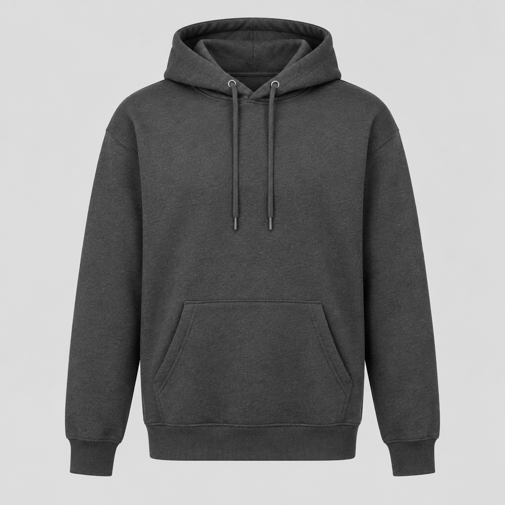 Blank front placement – charcoal grey hoodie