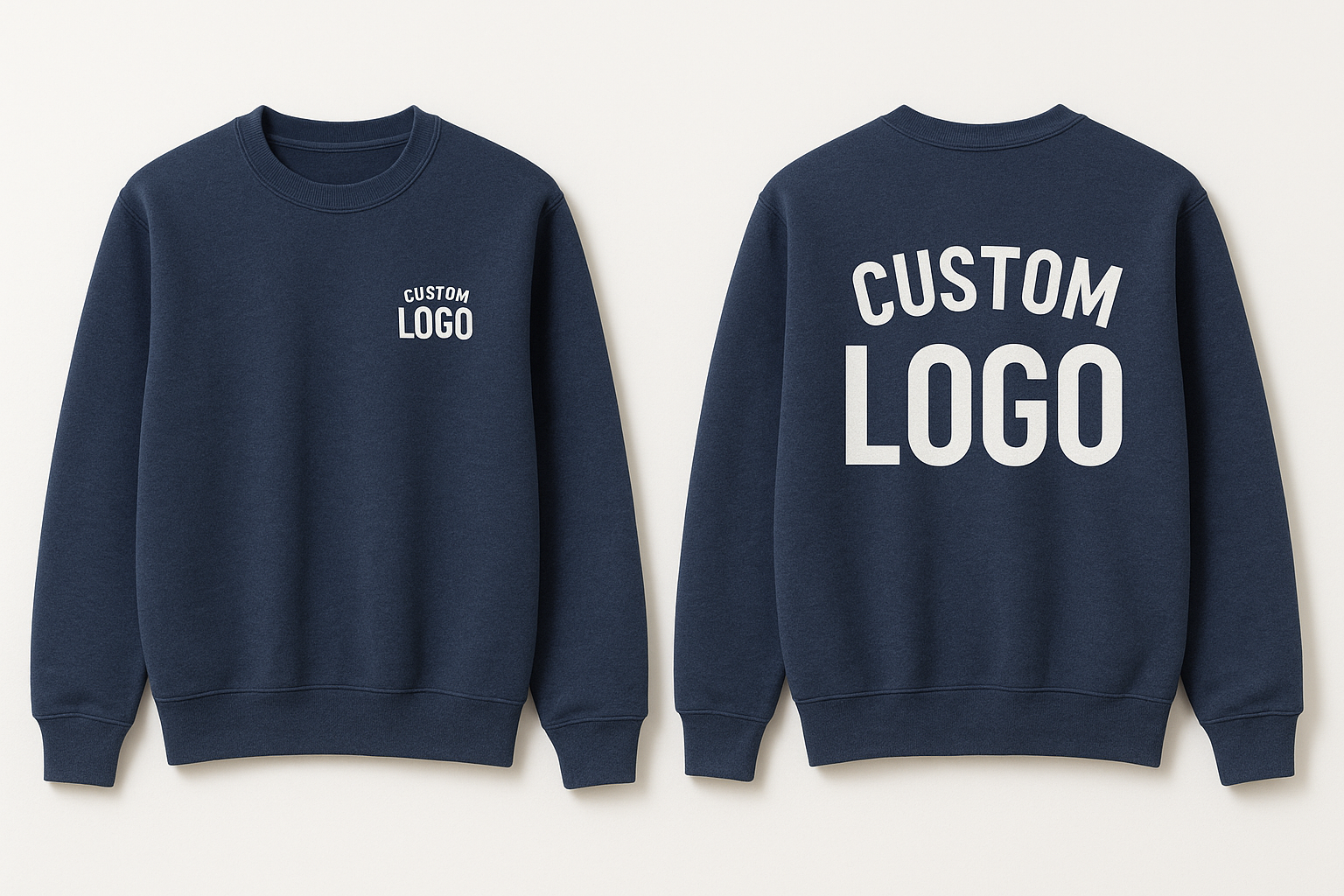 Custom Printed Sweatshirt – Personalized Logo, Front (left chest) and Back
