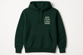 Green custom printed hoodie with left chest logo by Sweet Vision LLC, featuring a stylish and comfortable design.