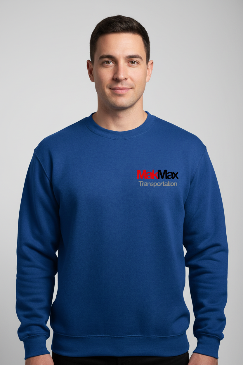 Model front - royal blue sweatshirt MakMax logo
