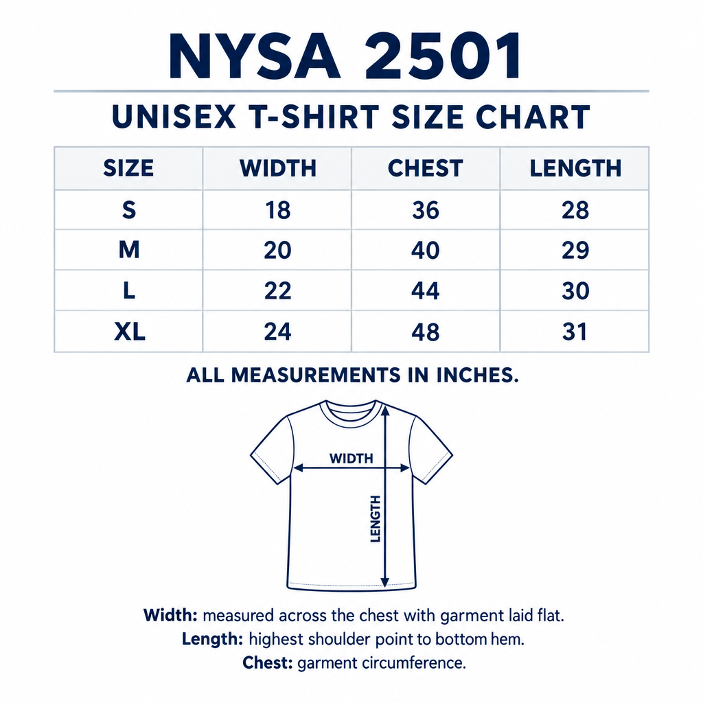 Таблица с размери за Nysa 2501, S–XL